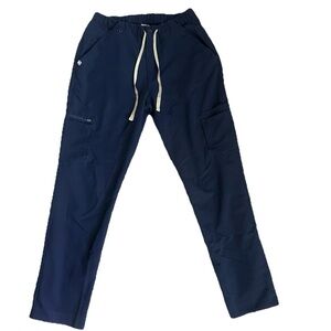 FIGS Technical Collection Scrub Pants Women’s M Navy Cargo Drawstring Zip Pocket